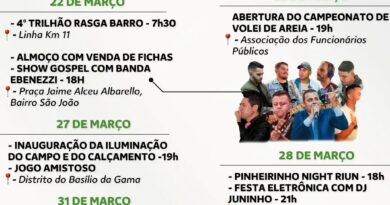 Programação de Aniversário de 34 anos de Pinheirinho do Vale para os próximos dias