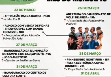 Programação de Aniversário de 34 anos de Pinheirinho do Vale para os próximos dias